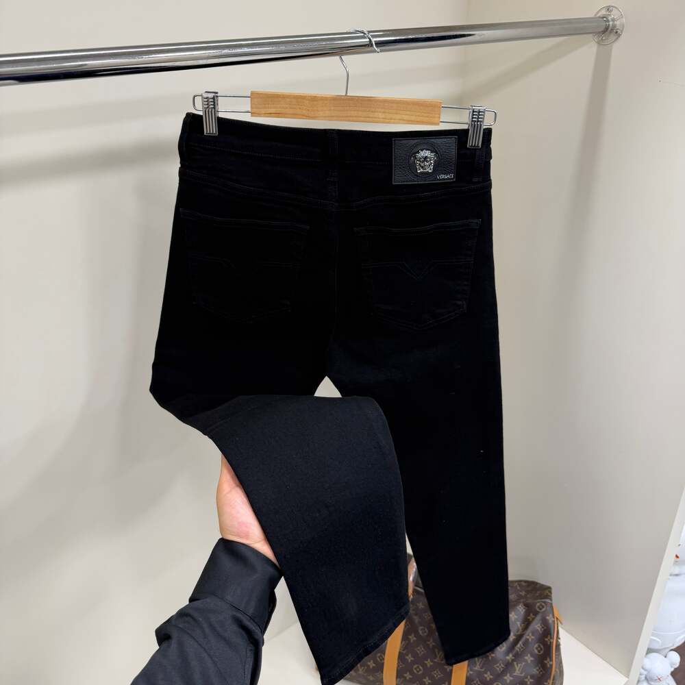 Versace Taşlanmış Siyah Kot Pantolon