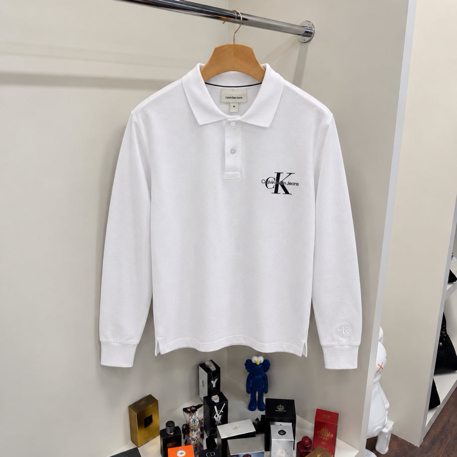Logo Yakalı Sweatshirt Beyaz
