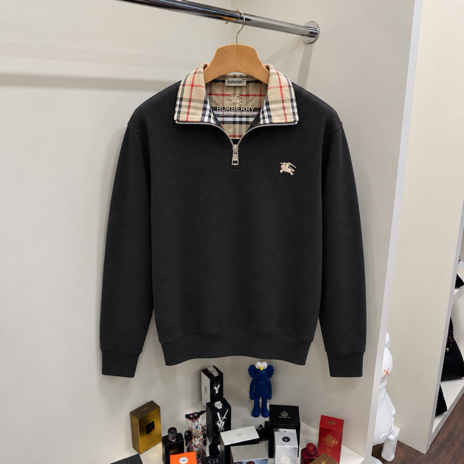 Burberry Yarım Fermuarlı Sweatshirt Siyah
