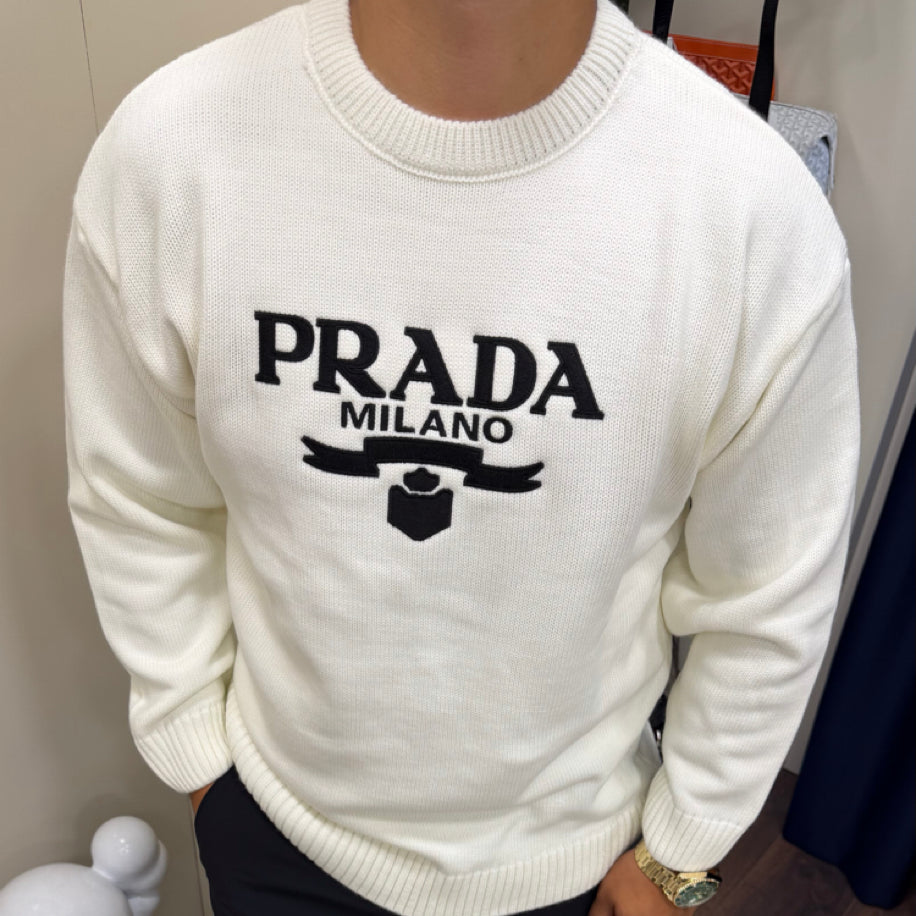 Prada Milano Örme Kazak Beyaz