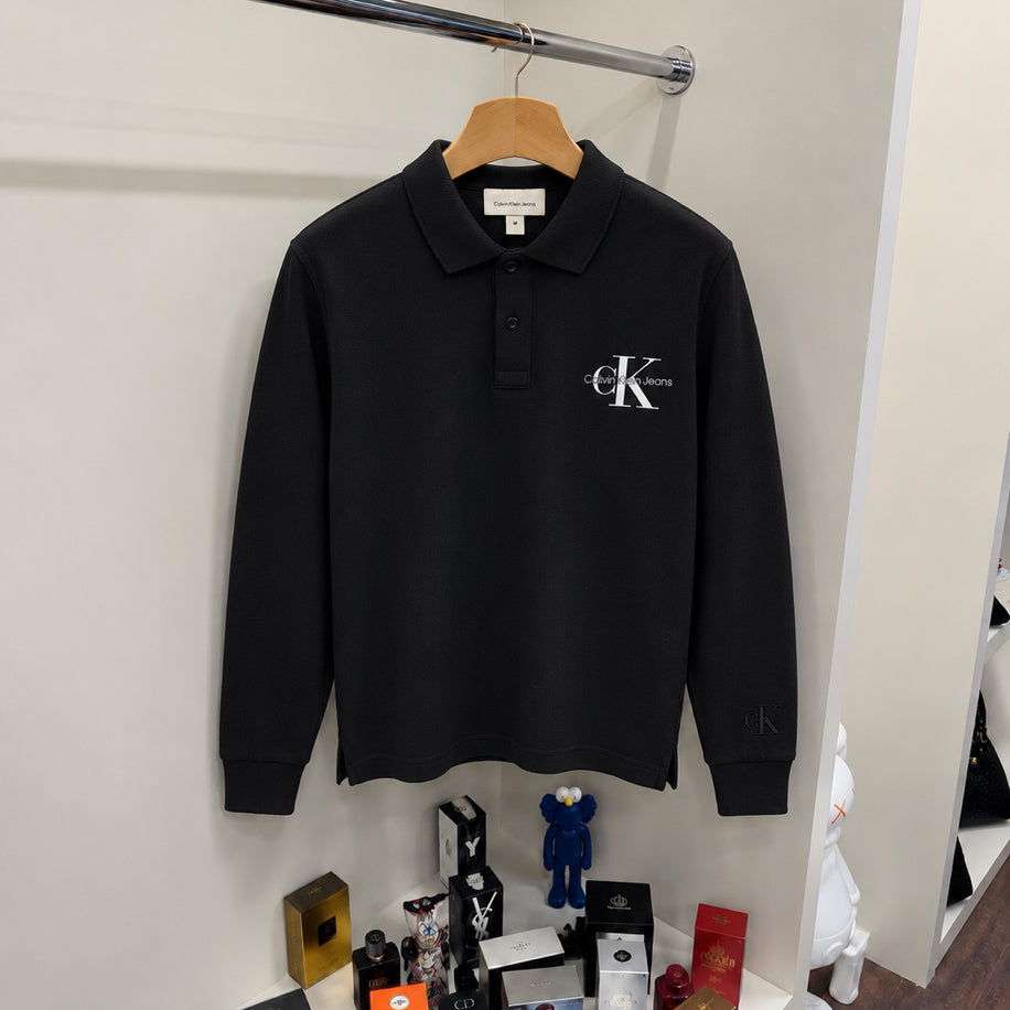 Logo Yakalı Sweatshirt Siyah