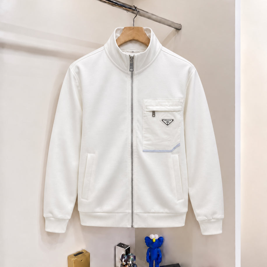 Prada Fermuarlı Hırka Beyaz