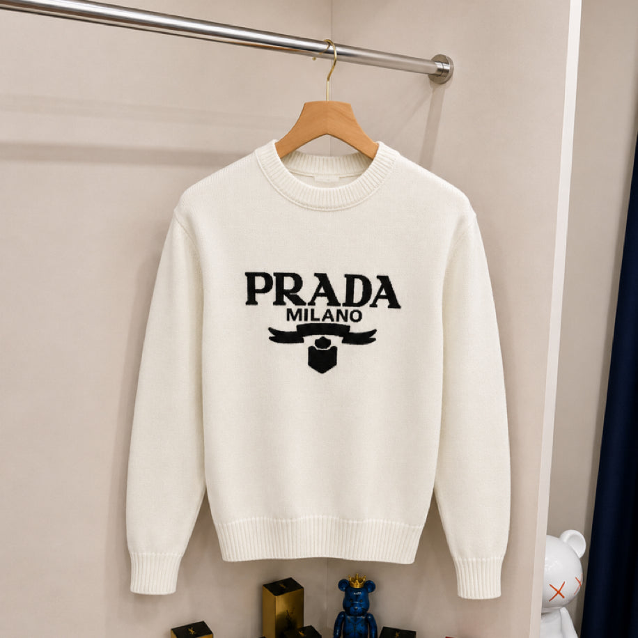Prada Milano Örme Kazak Beyaz