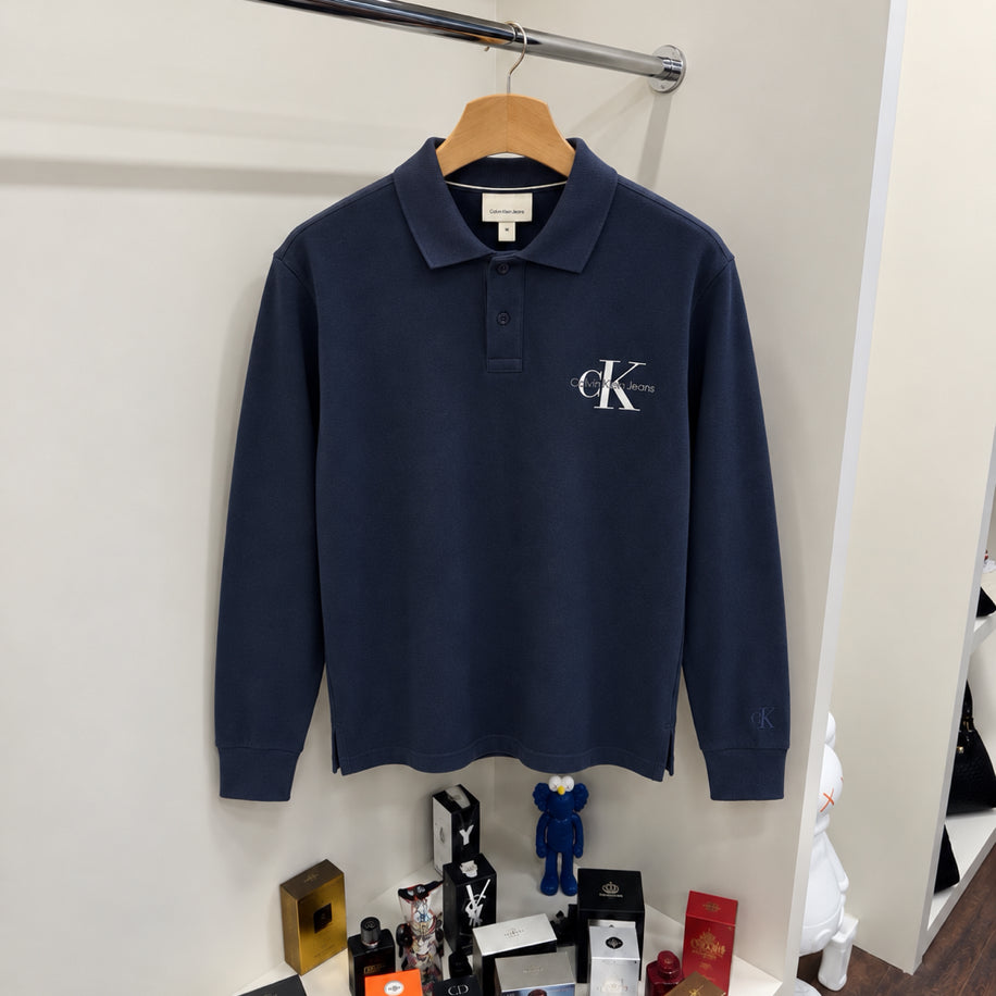 Logo Yakalı Sweatshirt Lacivert