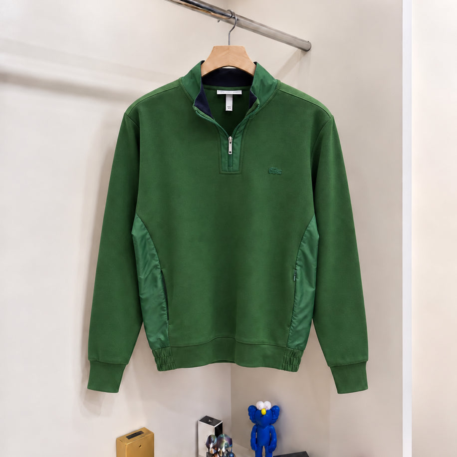 Paraşüt Detay Yarım Fermuarlı Logo Sweatshirt Yeşil